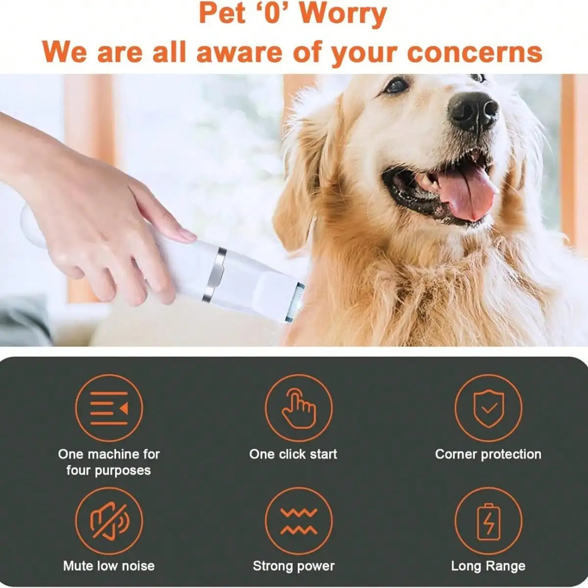 Hign-concerned WhisperQuiet Dog Grooming Kit Paw Trimmer Nail Grinder Rechargeable