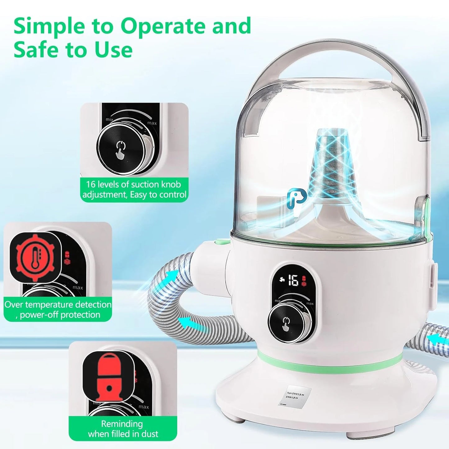 DishyKooker Quiet Pet Grooming Kit With Vacuum Suction
