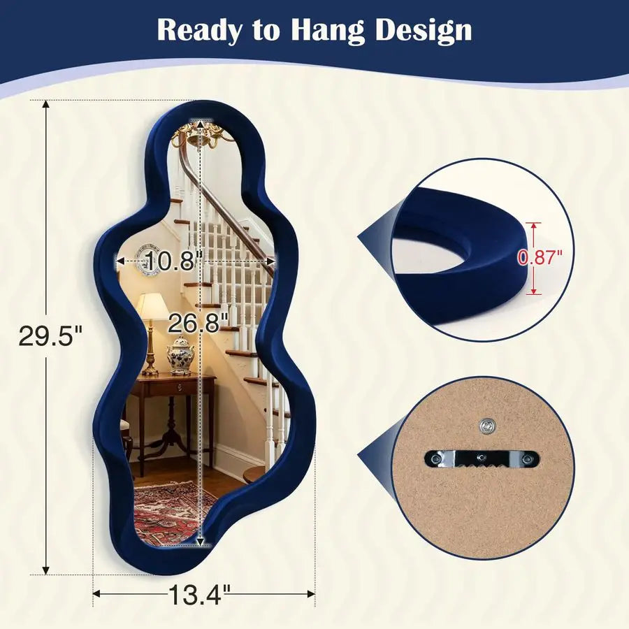 Whimsical Cloud Wall Mirror With Soft Flocking Finish