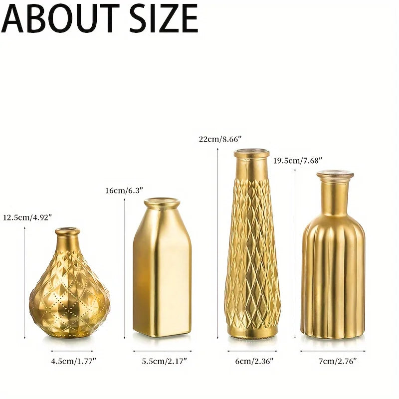 Function Cylindrical Glass Vase Gilded Finish Decorative