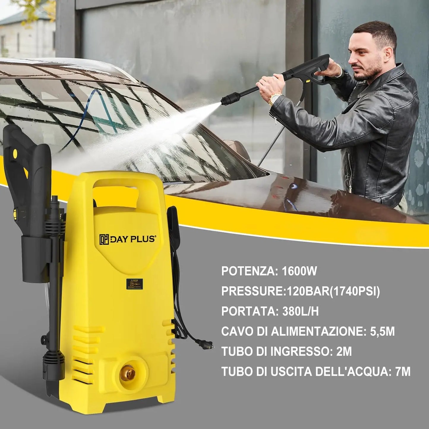 DayPlus Electric Pressure Washer 1600W 120Bar For Terraces