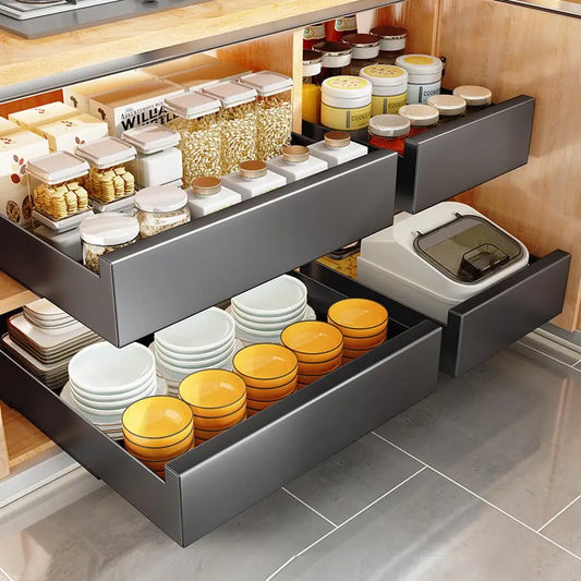 HiMISSH Pull Out Cabinet Organizer Carbon Steel Drawer System